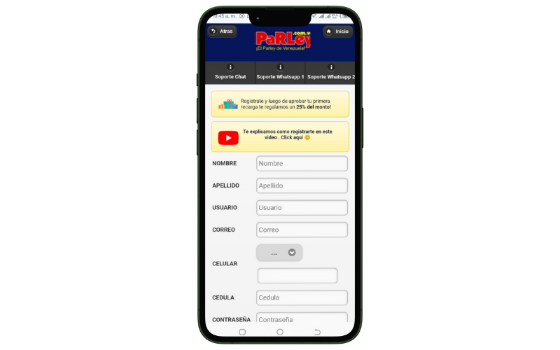registro en parley